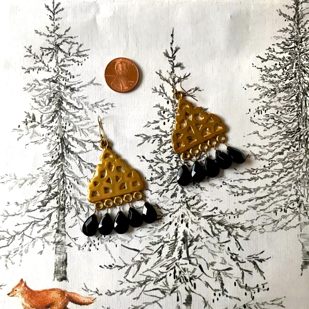 Anthropologie black onyx chandelier drop earrings 🖤 - Picture 4 of 4